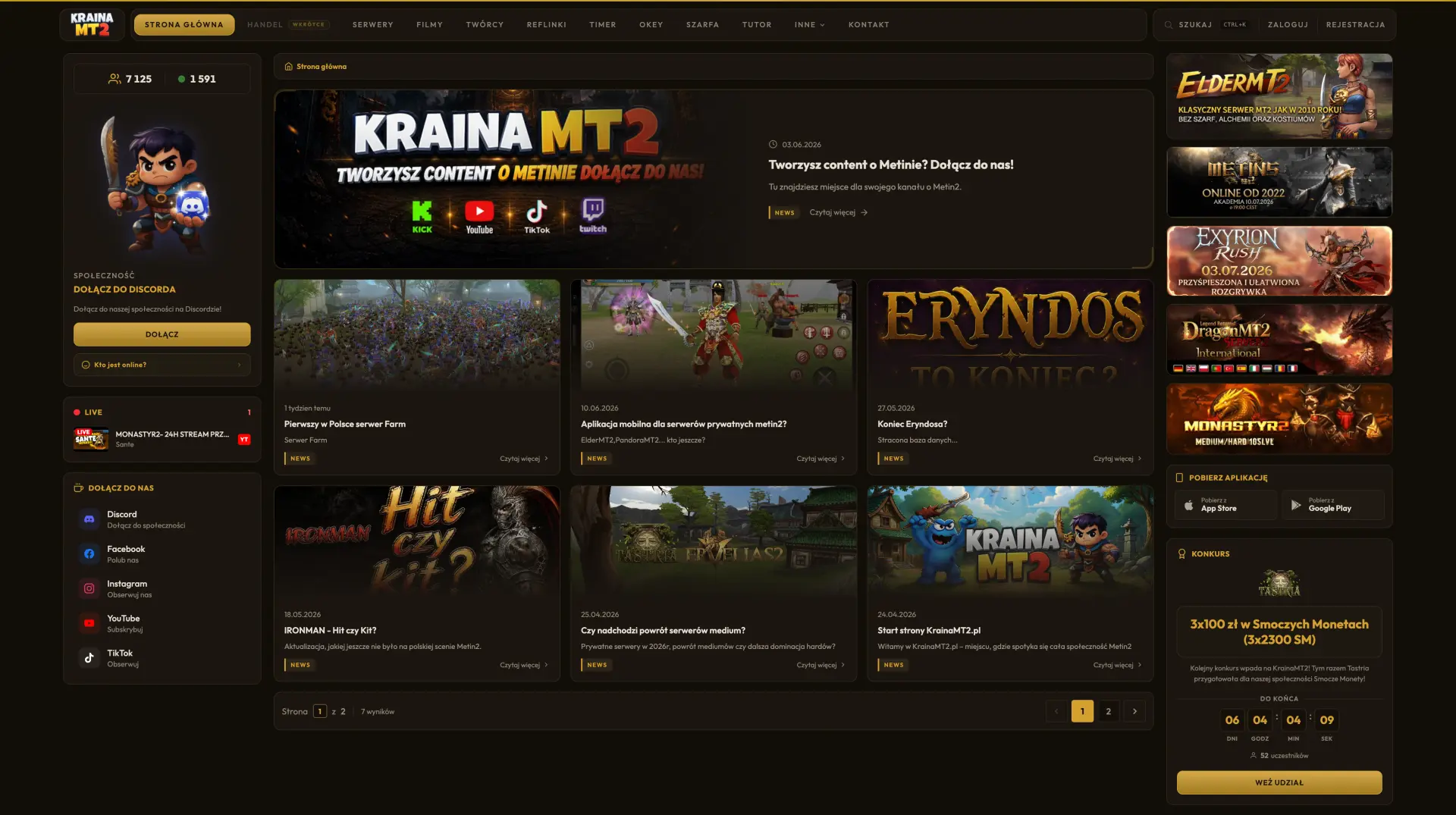 Screenshot of the KrainaMT2.pl website