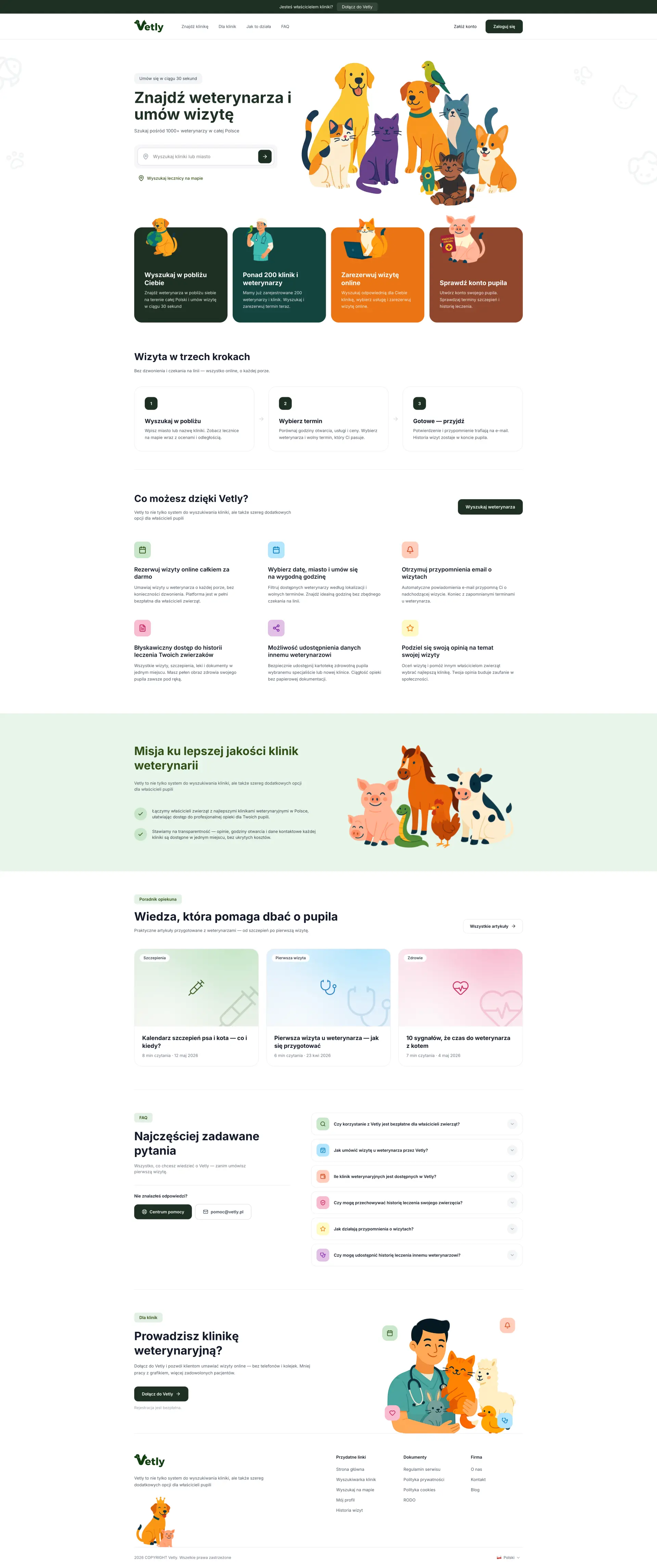 Screenshot of the Vetly.pl website