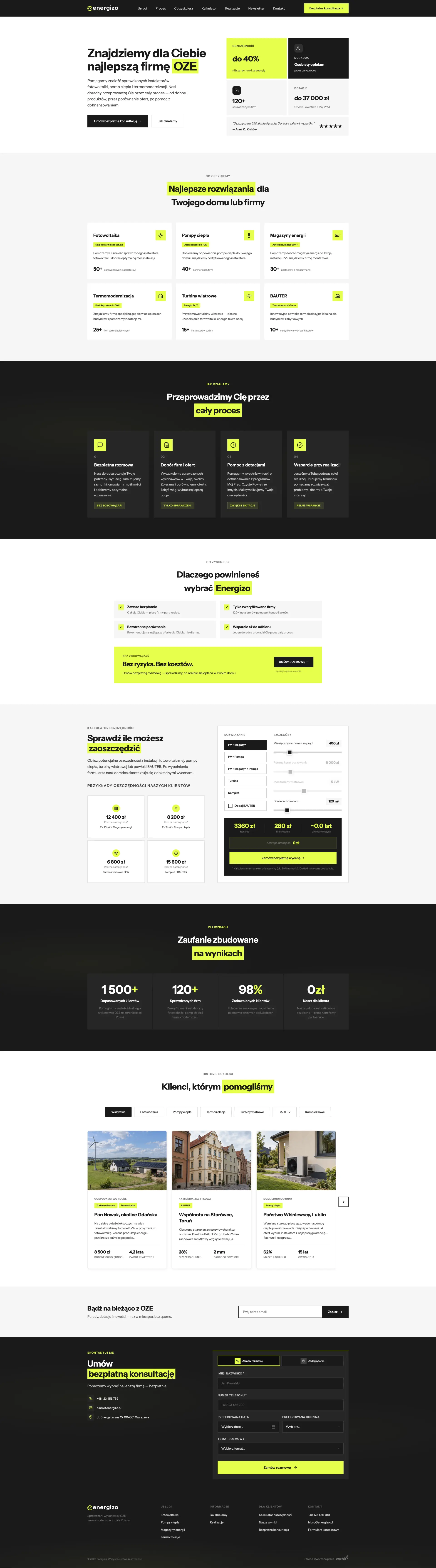 Screenshot of the energizo.pl website